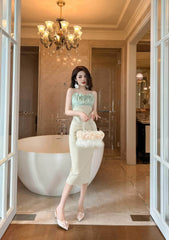 Spaghetti Straps Bustier Pleated Bandeau Dress