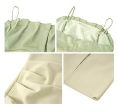 Spaghetti Straps Bustier Pleated Bandeau Dress