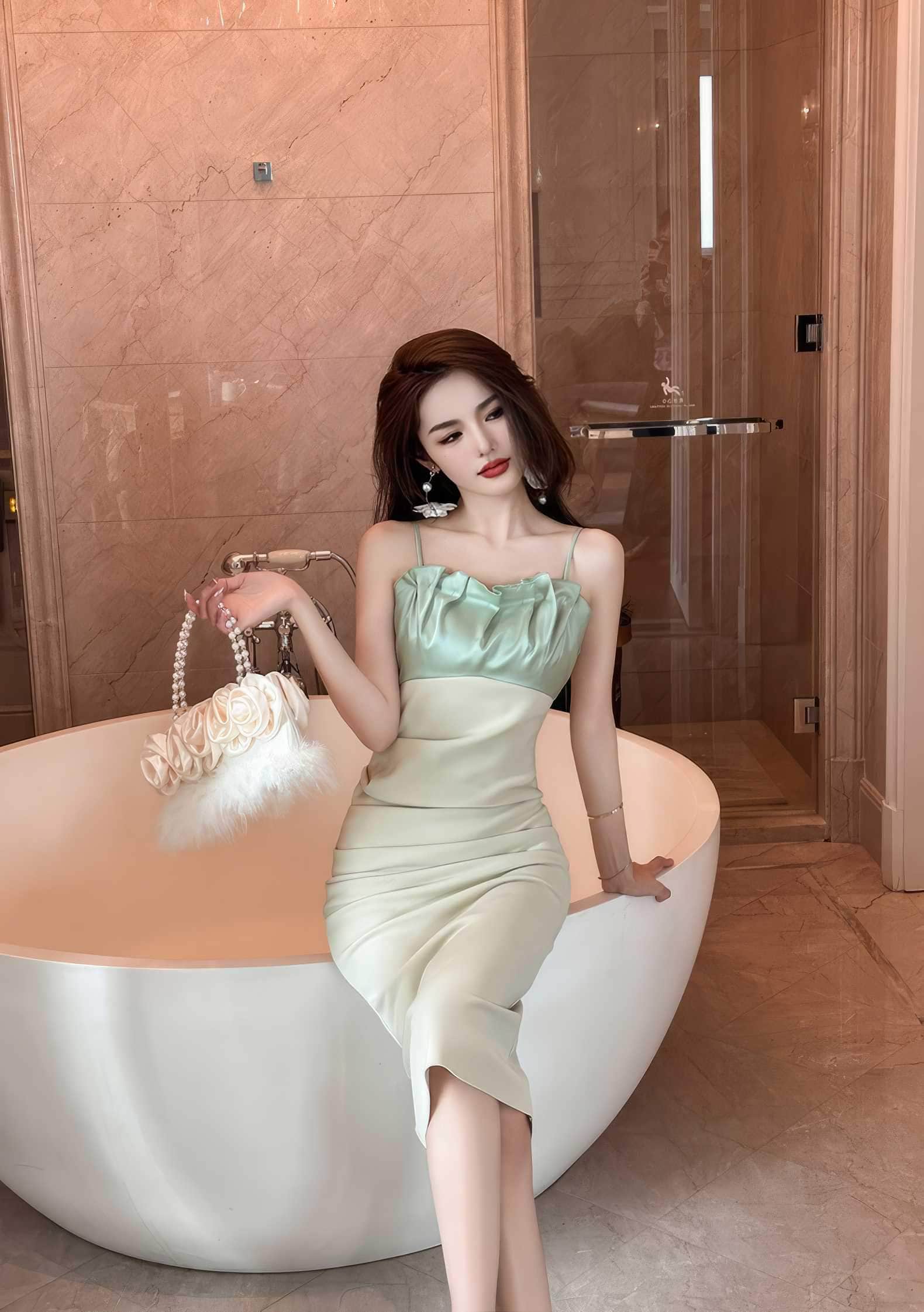 Spaghetti Straps Bustier Pleated Bandeau Dress