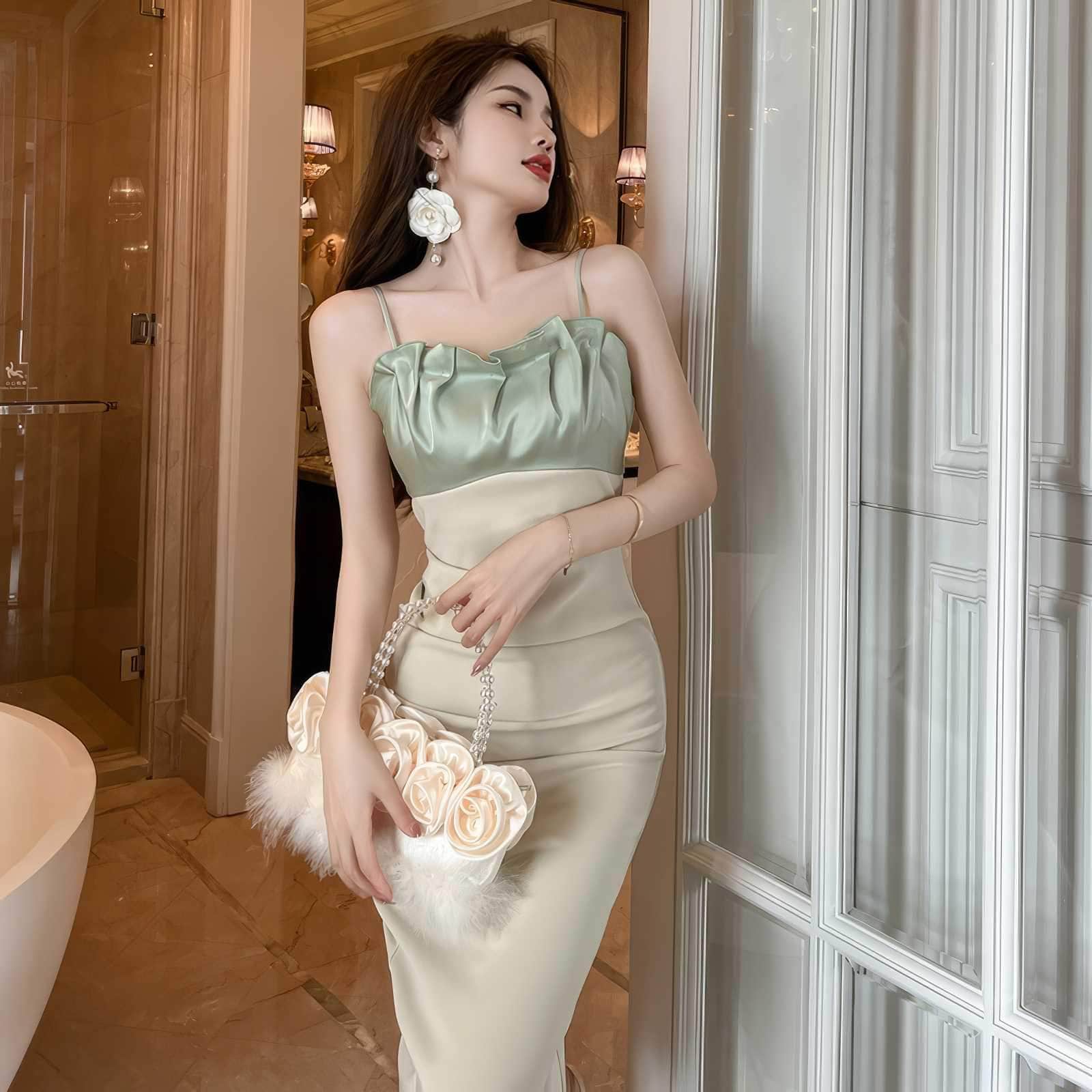 Spaghetti Straps Bustier Pleated Bandeau Dress