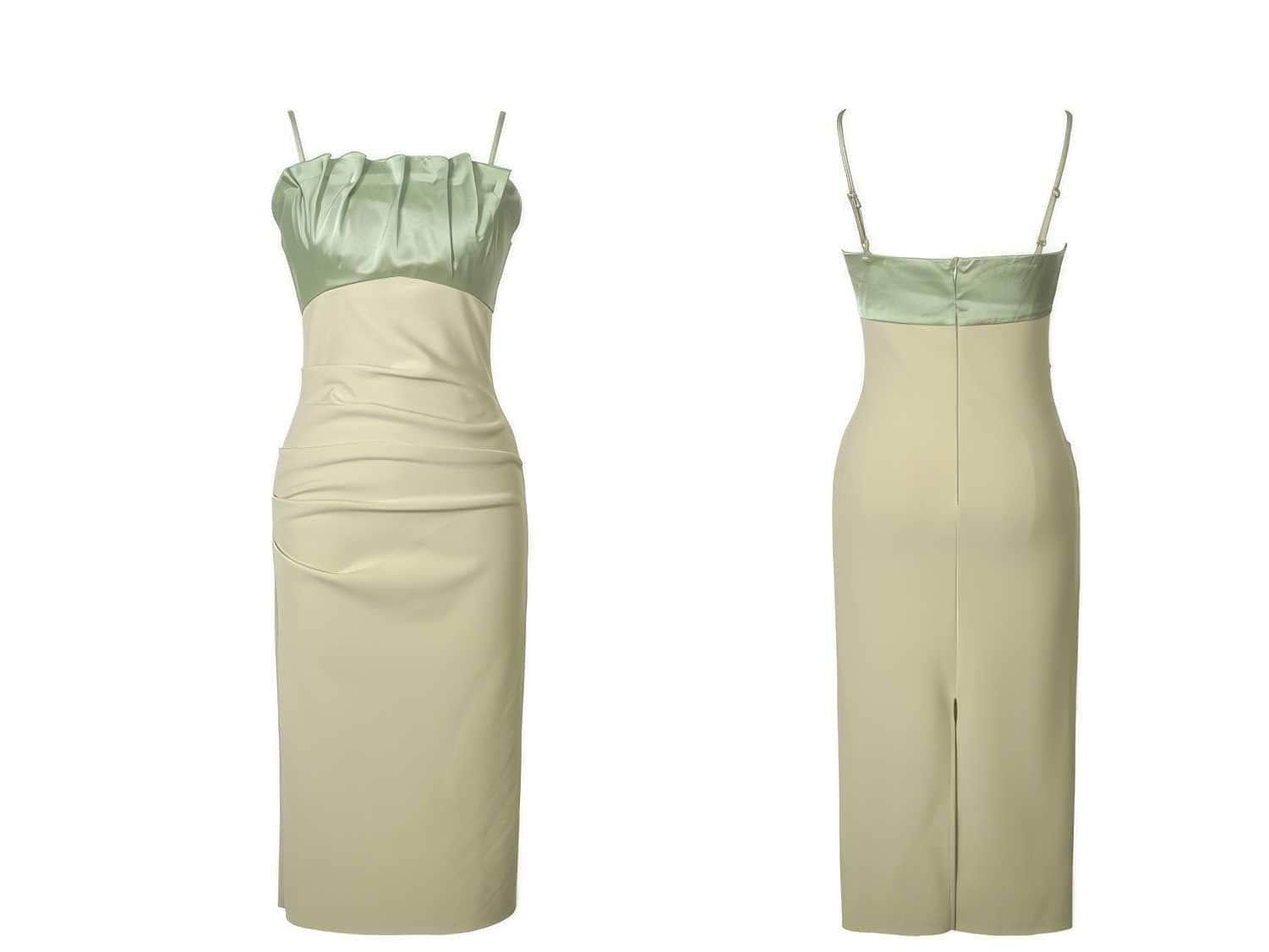Spaghetti Straps Bustier Pleated Bandeau Dress