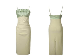 Spaghetti Straps Bustier Pleated Bandeau Dress