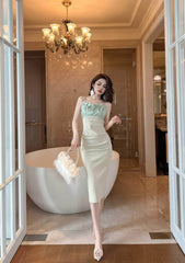 Spaghetti Straps Bustier Pleated Bandeau Dress