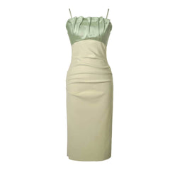 Spaghetti Straps Bustier Pleated Bandeau Dress