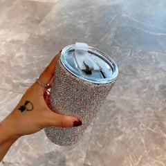 Sparkling Diamante Tumbler Cup 500ml / White