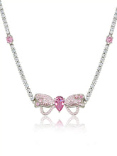 Sparkly Butterfly Rhinestone Choker Necklace Silver