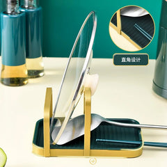 Spoon rest and pot lid holder: removable shelf stand organizer