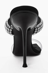 Square Head Rhinestone Detailed Stiletto Heels