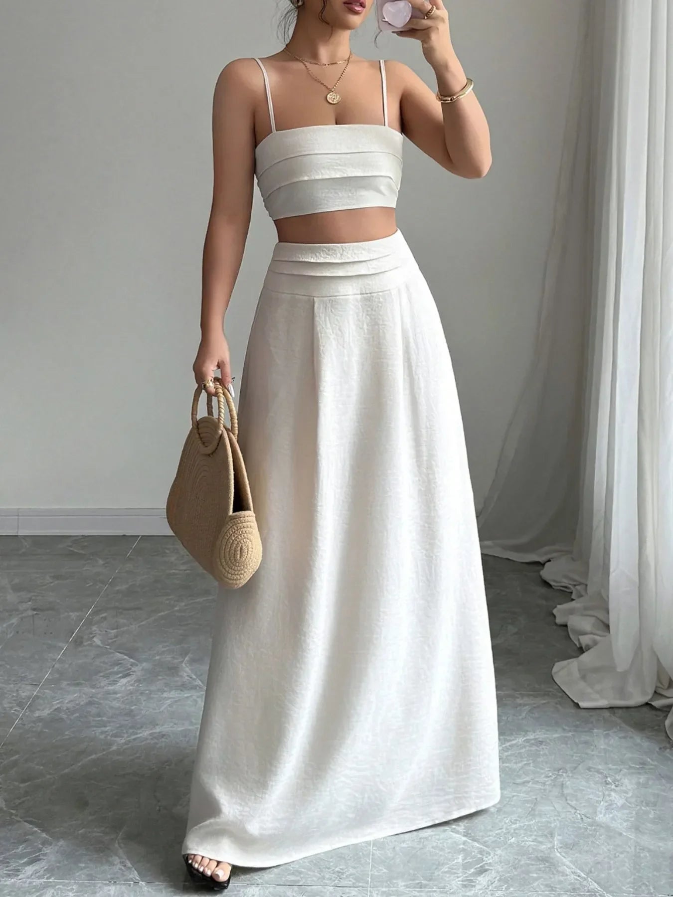Square Neck Cami and Maxi Skirt Set