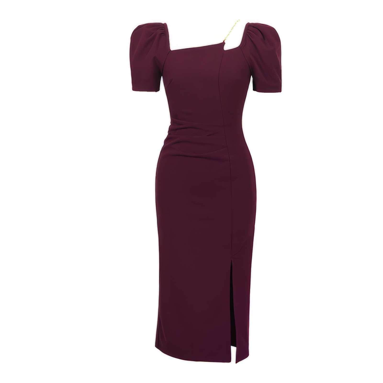 Square Neck Chain Detail Bodycon Dress