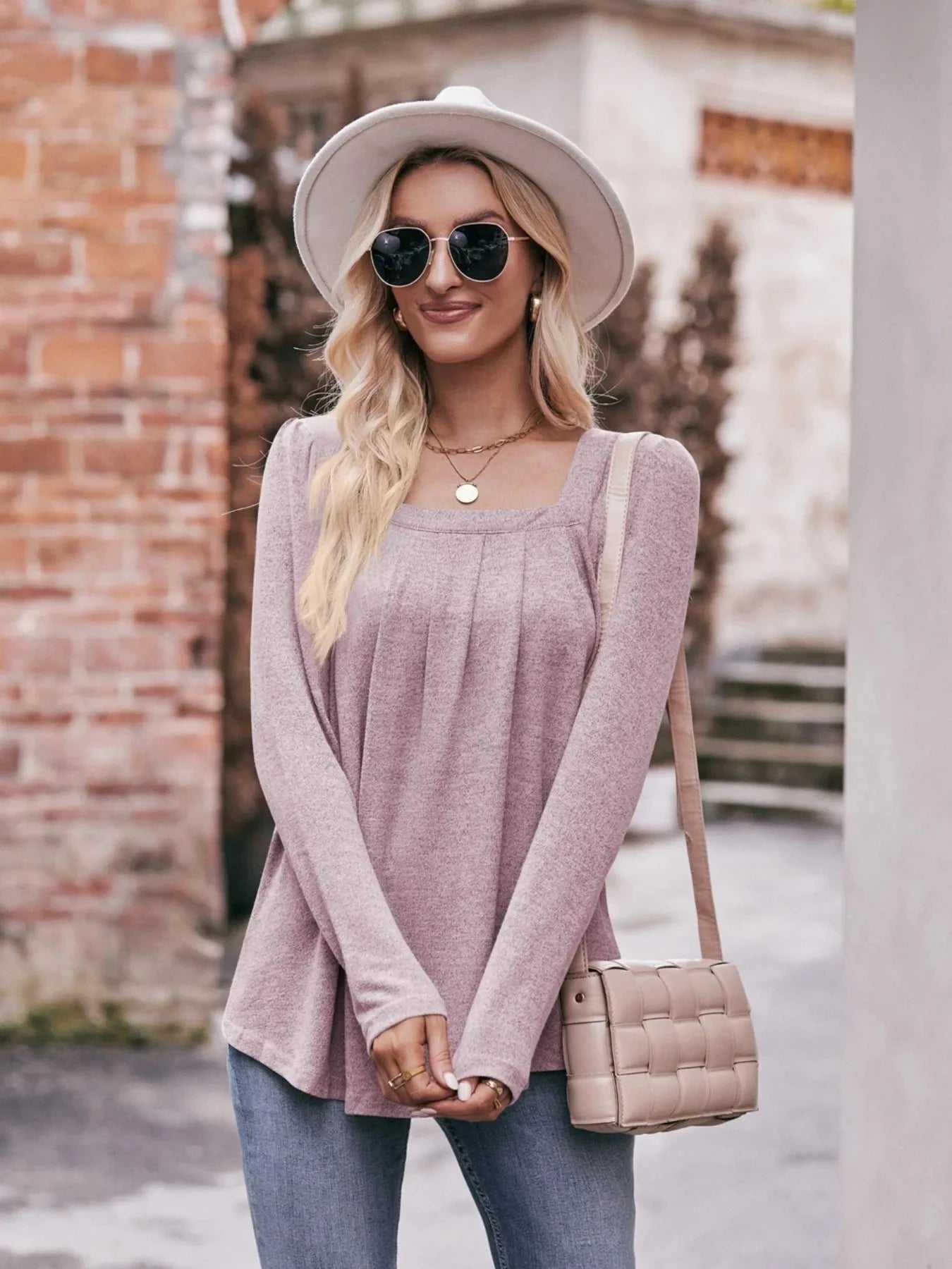 Square Neck Long Sleeve T-Shirt