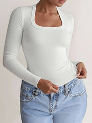 Square Neck Long Sleeve T-Shirt
