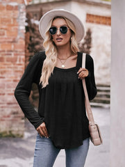 Square Neck Long Sleeve T-Shirt Black / S