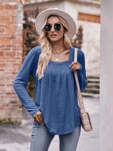 Square Neck Long Sleeve T-Shirt Dark Blue / S