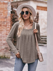 Square Neck Long Sleeve T-Shirt Taupe / S