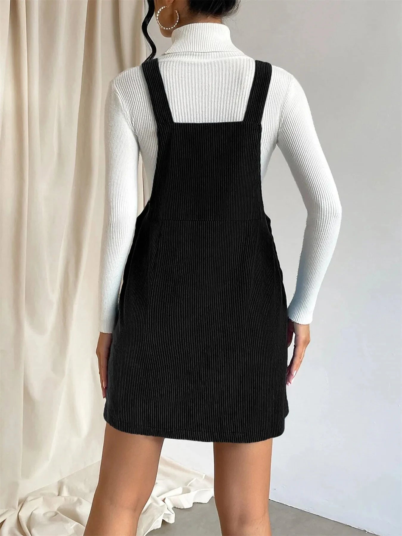 Square Neck Overall Mini Dress