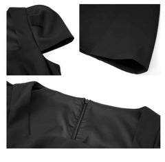 Square Neck Pleated Mini Skater Dress