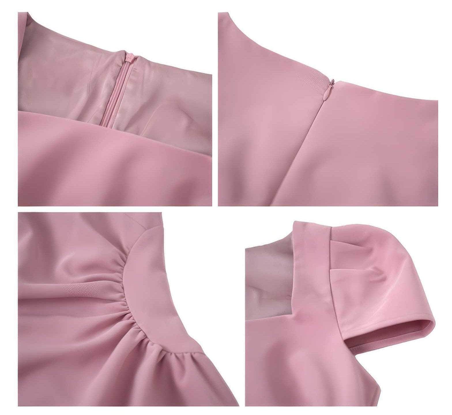 Square Neck Pleated Mini Skater Dress
