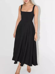 Square Neck Sleeveless Midi Dress