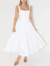 Square Neck Sleeveless Midi Dress White / S