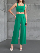 Square Neck Tank and Pants Set Green / S