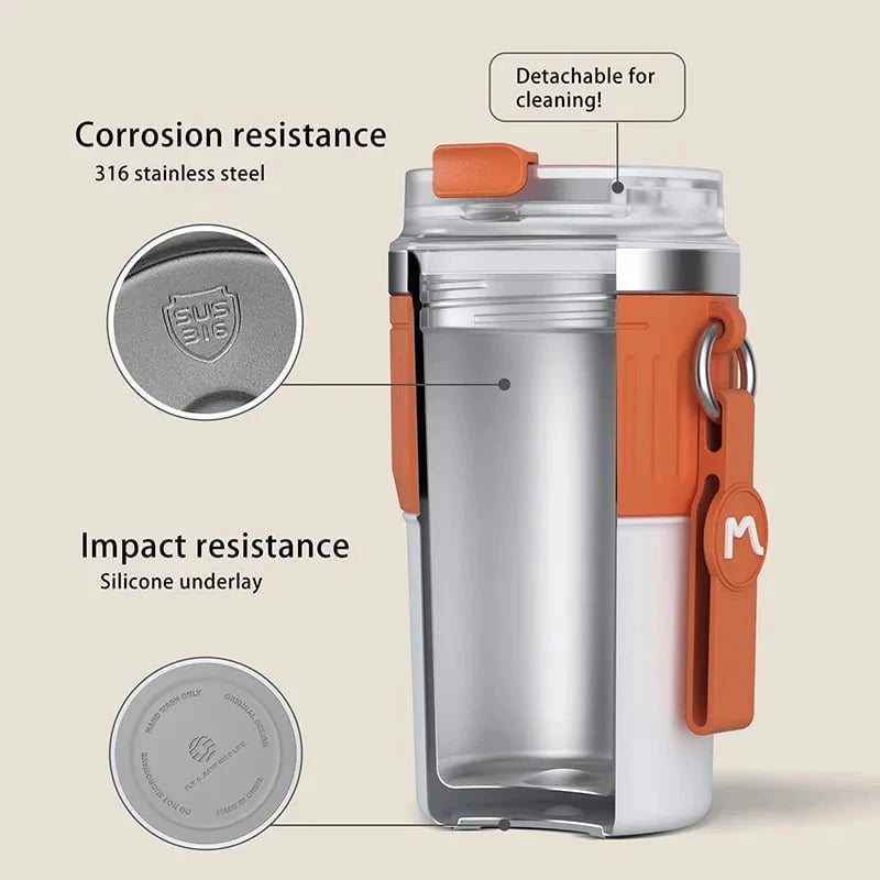 Stainless steel coffee tumbler: portable, leak-proof
