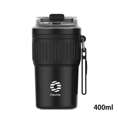 Stainless Steel Coffee Tumbler - Portable Travel Mug with Lifting Rope, Leak-Proof, Non-Slip - 500ml/400ml black / 330-500ml