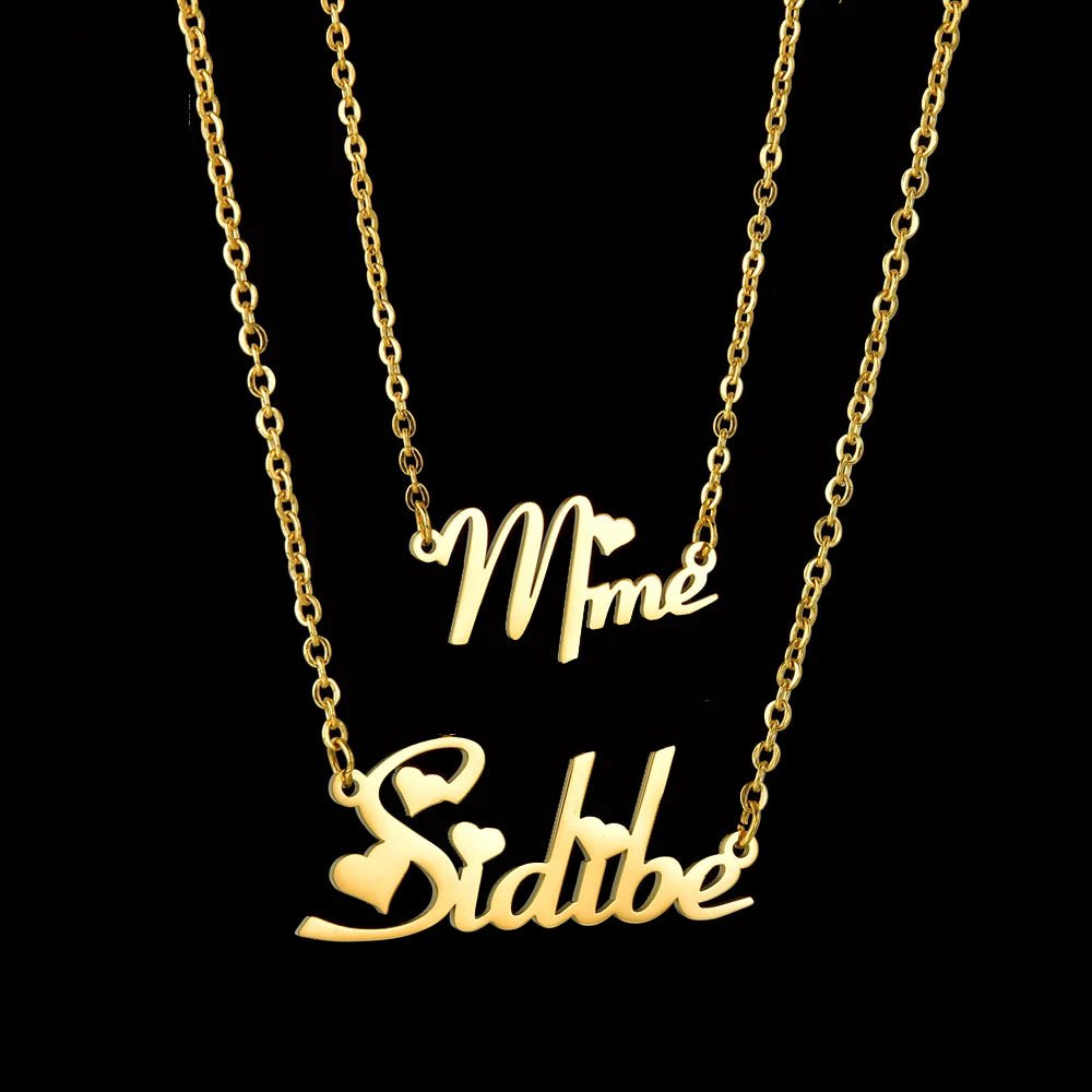 Stainless steel double-layer letter necklace choker