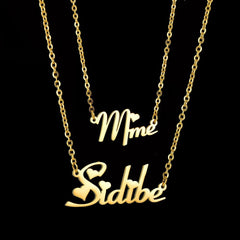 Stainless steel double-layer letter necklace choker
