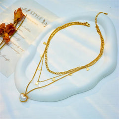 Stainless Steel Elegant Heart-Shaped Pearl Pendant Necklace for Women N2055