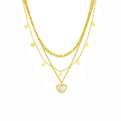 Stainless Steel Elegant Heart-Shaped Pearl Pendant Necklace for Women N2055