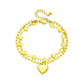 Stainless Steel Gold-Colored Heart "LOVE" Charm Bracelet for Women B726