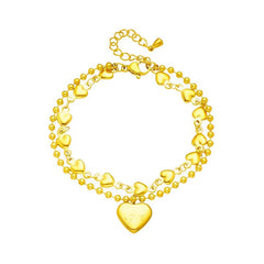 Stainless Steel Gold-Colored Heart "LOVE" Charm Bracelet for Women B726