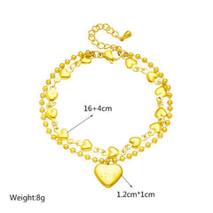 Stainless Steel Gold-Colored Heart "LOVE" Charm Bracelet for Women B726