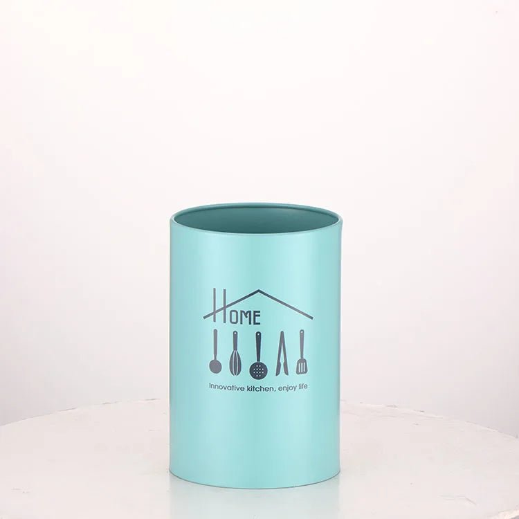 Stainless steel kitchen utensil holder: organizer for cutlery blue