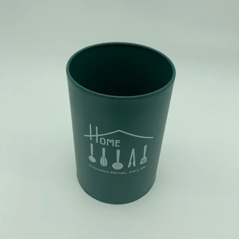 Stainless steel kitchen utensil holder: organizer for cutlery dark green