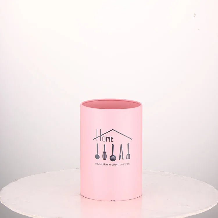 Stainless steel kitchen utensil holder: organizer for cutlery pink