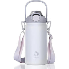 Stainless Steel Large Capacity Thermos Bottle with Straw - Hot & Cold Vacuum Flask for Gym