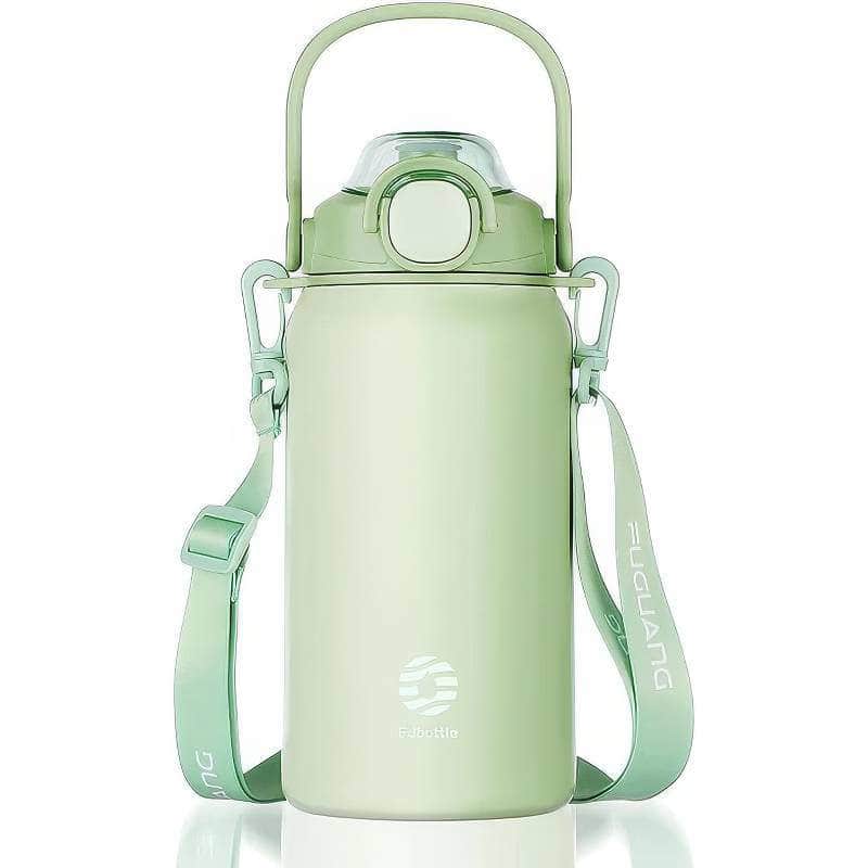 Stainless Steel Large Capacity Thermos Bottle with Straw - Hot & Cold Vacuum Flask for Gym green / 1300ml