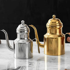Stainless Steel Olive Oil Bottle - Long Spout Dispenser for Sauces and Seasonings