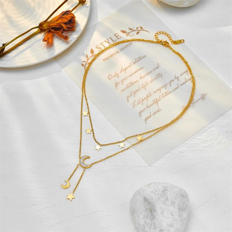Star Moon Pendant Necklace N1948