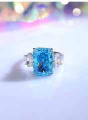 Sterling Silver Cushion Radiant Cut Paved Crystal Ring