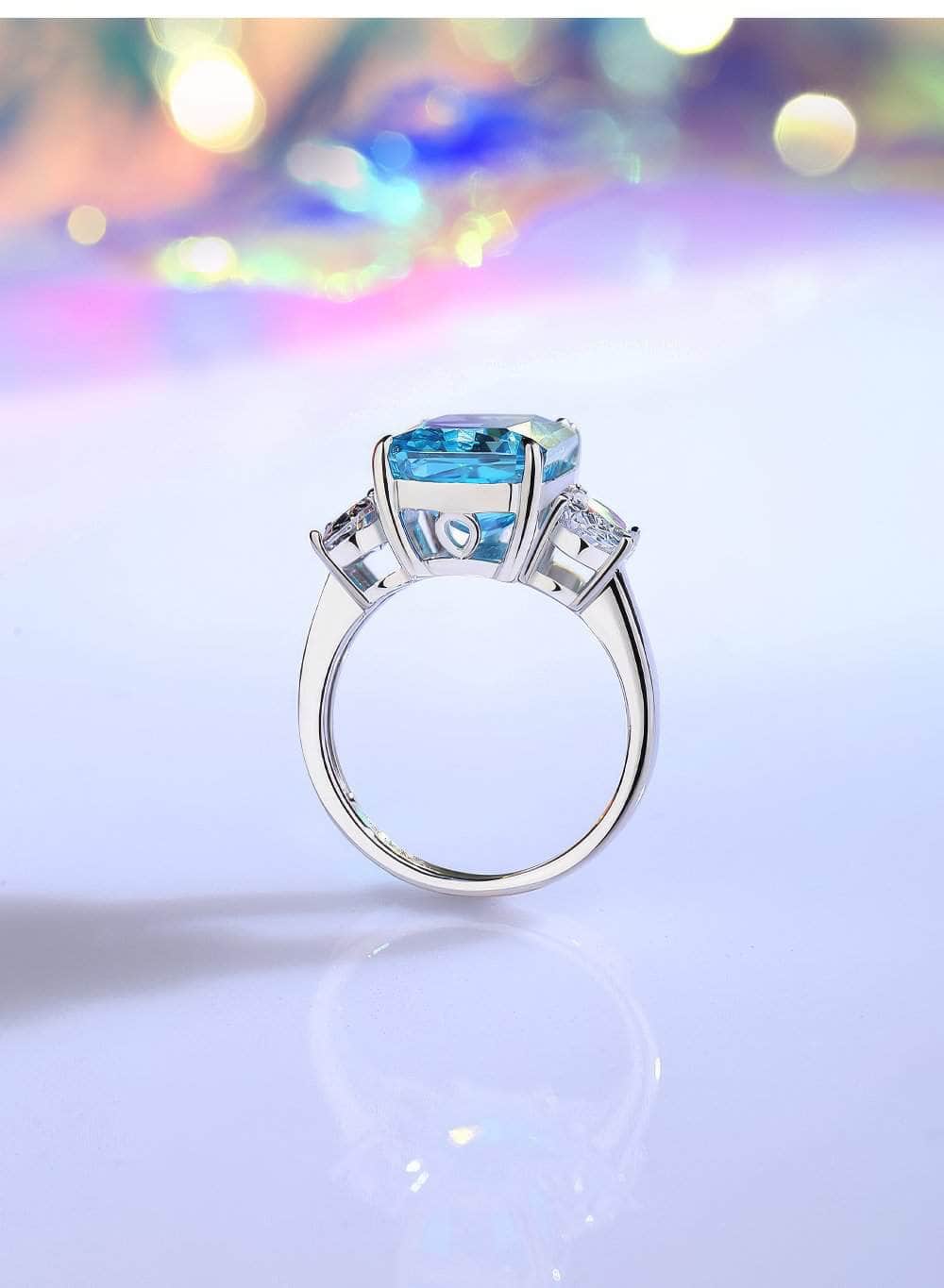 Sterling Silver Cushion Radiant Cut Paved Crystal Ring