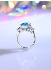 Sterling Silver Cushion Radiant Cut Paved Crystal Ring