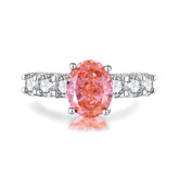 Sterling Silver Delicate Oval Cut Crystal Gemstone Ring 6 US / Padparadscha