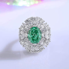 Sterling Silver Diamante Paved Crystal Oval Ring