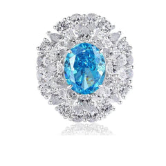 Sterling Silver Diamante Paved Crystal Oval Ring