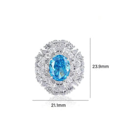 Sterling Silver Diamante Paved Crystal Oval Ring