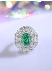 Sterling Silver Diamante Paved Crystal Oval Ring
