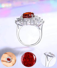 Sterling Silver Shiny Crystal Floral Deco Ring
